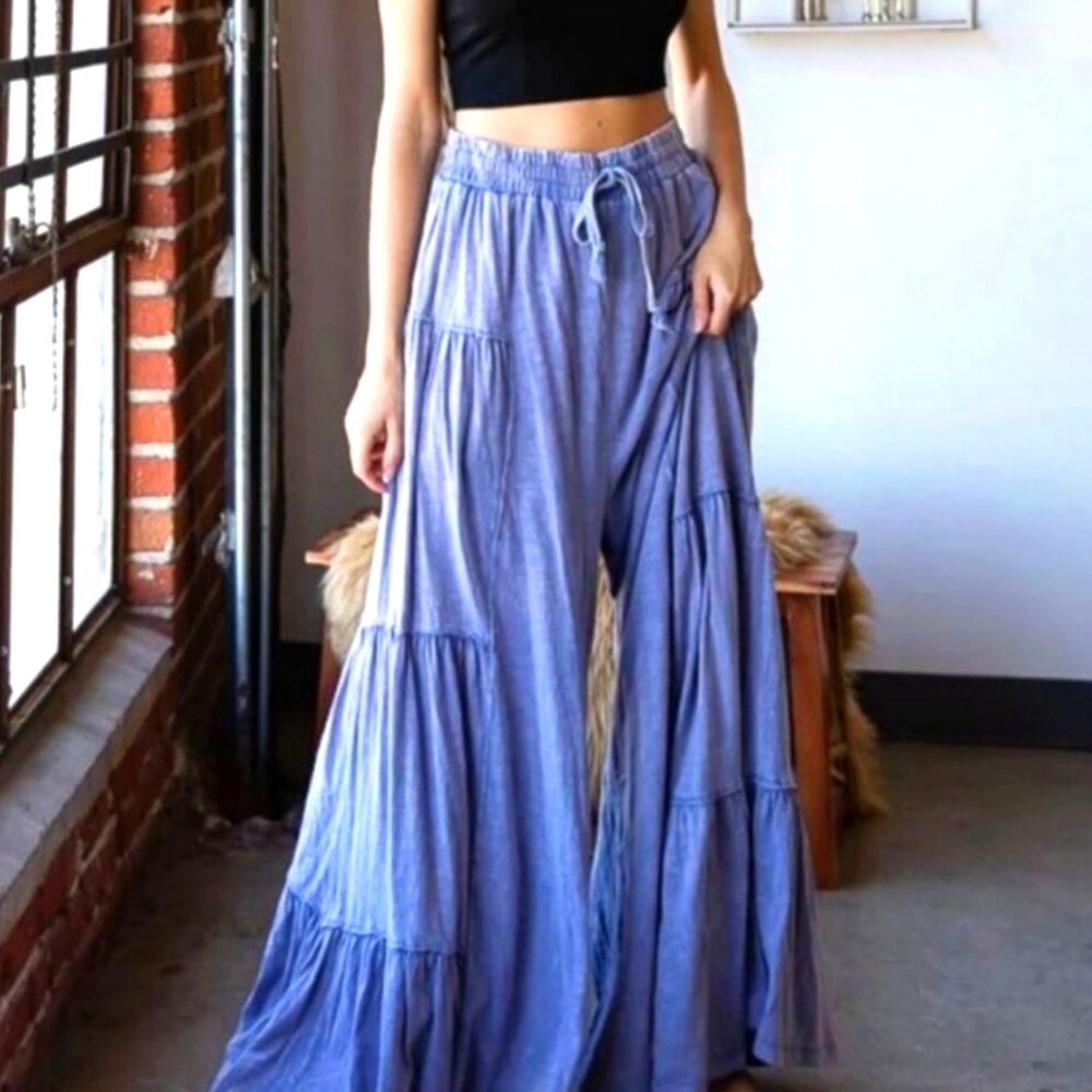 Oli & Hali Indigo Tiered Wide Leg Pant
